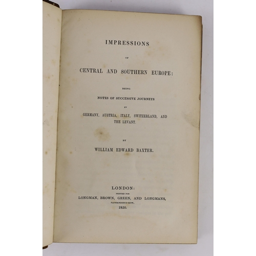 1334 - ° ° European Travel - Baxter, William Henry - Impressions of Central and Southern Europe, 8vo, calf,... 