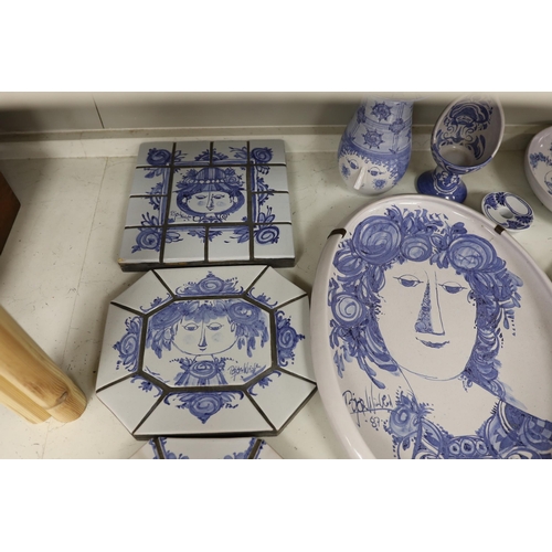 1357 - A collection of assorted Bjørn Wiinblad ceramics, tiles, dishes and others, largest 48cm wide