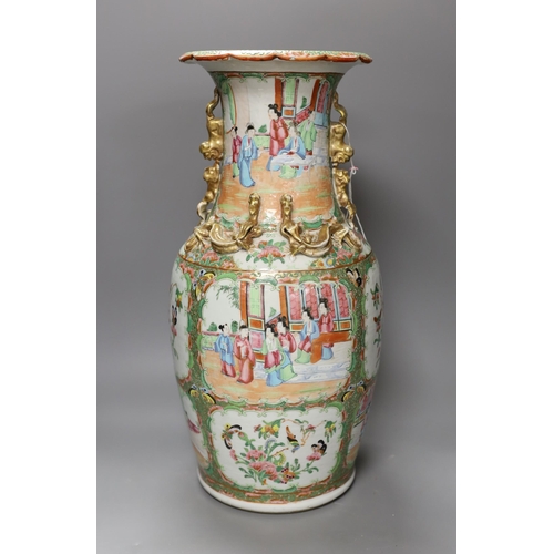 1371 - A 19th century Chinese Cantonese famille rose baluster vase, 44cm tall