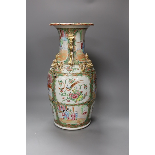 1371 - A 19th century Chinese Cantonese famille rose baluster vase, 44cm tall