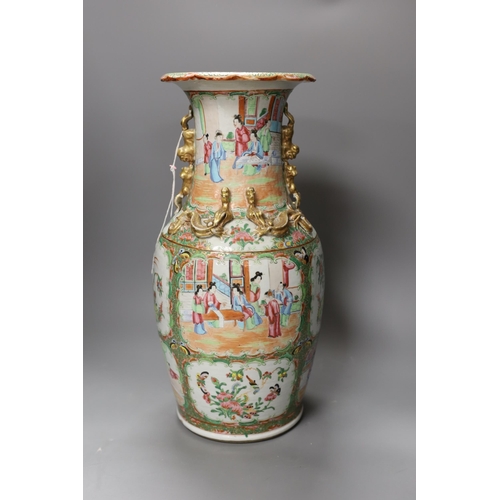 1371 - A 19th century Chinese Cantonese famille rose baluster vase, 44cm tall