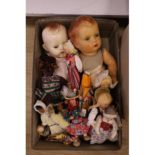 1375 - An assortment of soft toys, including Steiff and two dolls