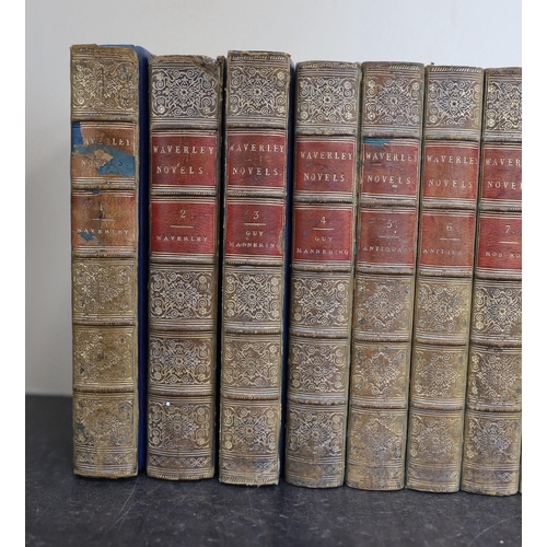 1385 - ° ° Scott, Sir Walter - The Waverley Novels, 48 vols, 8vo, half calf with marbled boards, A & C. Bla... 