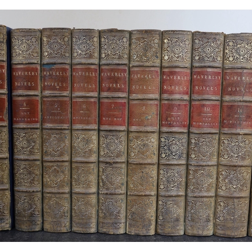 1385 - ° ° Scott, Sir Walter - The Waverley Novels, 48 vols, 8vo, half calf with marbled boards, A & C. Bla... 