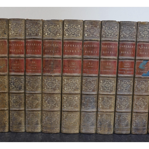 1385 - ° ° Scott, Sir Walter - The Waverley Novels, 48 vols, 8vo, half calf with marbled boards, A & C. Bla... 