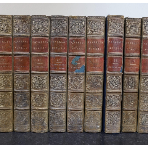 1385 - ° ° Scott, Sir Walter - The Waverley Novels, 48 vols, 8vo, half calf with marbled boards, A & C. Bla... 