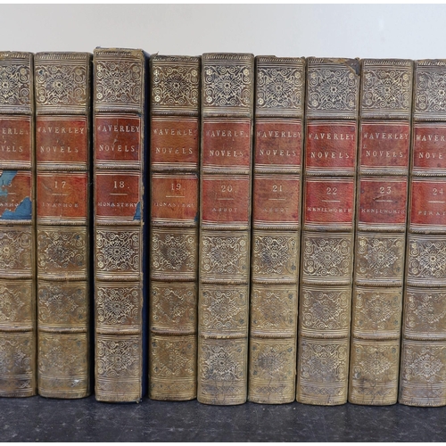 1385 - ° ° Scott, Sir Walter - The Waverley Novels, 48 vols, 8vo, half calf with marbled boards, A & C. Bla... 