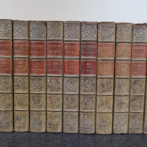 1385 - ° ° Scott, Sir Walter - The Waverley Novels, 48 vols, 8vo, half calf with marbled boards, A & C. Bla... 