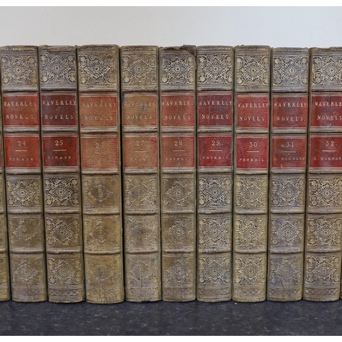 1385 - ° ° Scott, Sir Walter - The Waverley Novels, 48 vols, 8vo, half calf with marbled boards, A & C. Bla... 