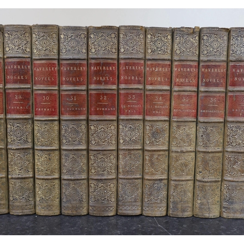 1385 - ° ° Scott, Sir Walter - The Waverley Novels, 48 vols, 8vo, half calf with marbled boards, A & C. Bla... 