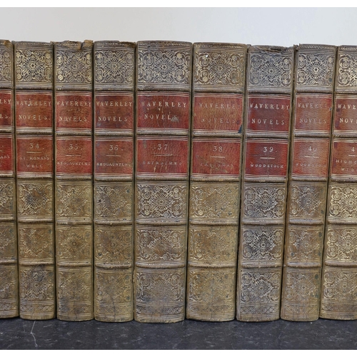 1385 - ° ° Scott, Sir Walter - The Waverley Novels, 48 vols, 8vo, half calf with marbled boards, A & C. Bla... 