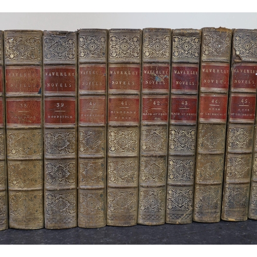 1385 - ° ° Scott, Sir Walter - The Waverley Novels, 48 vols, 8vo, half calf with marbled boards, A & C. Bla... 