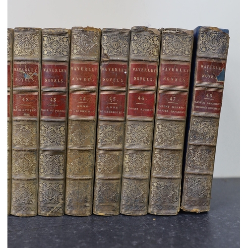 1385 - ° ° Scott, Sir Walter - The Waverley Novels, 48 vols, 8vo, half calf with marbled boards, A & C. Bla... 