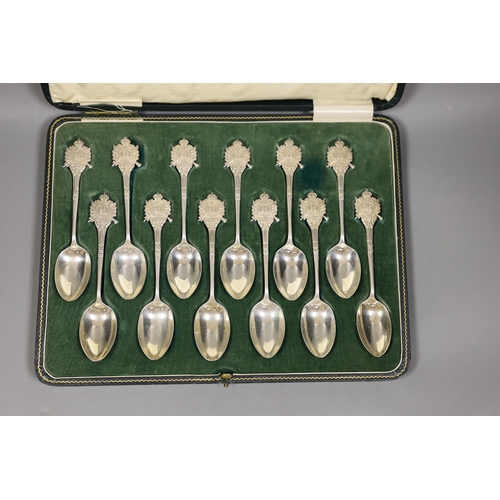 1440 - Rifle trophies: a cased set of twelve spoons, two cased sets of silver spoons and a cased set of six... 