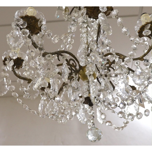 1489 - An eight branch lustre drop chandelier, 69cm drop excluding chain