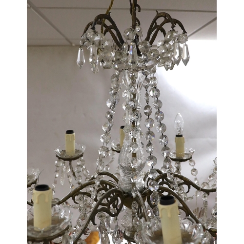 1489 - An eight branch lustre drop chandelier, 69cm drop excluding chain