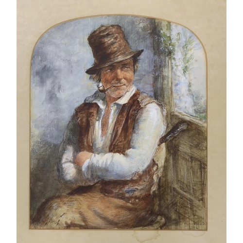 1601 - James Drummond (1816-1877), watercolour, Portrait of a country gentleman, signed and dated 1866, 31 ... 