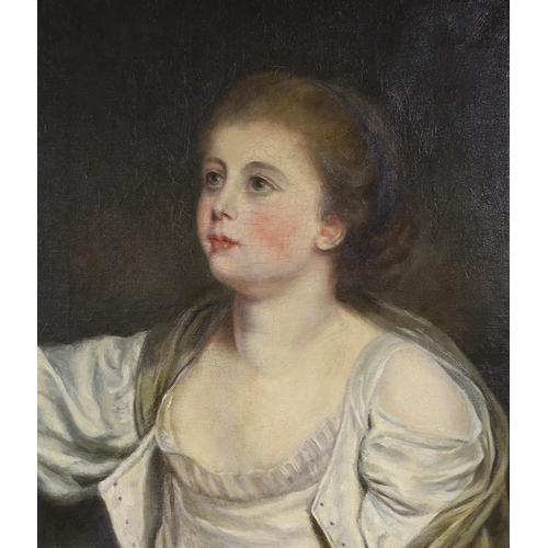 1605 - K.G. Beater after Greuze, oil on canvas, Head of a girl looking up, inscribed verso and dated 1888, ... 