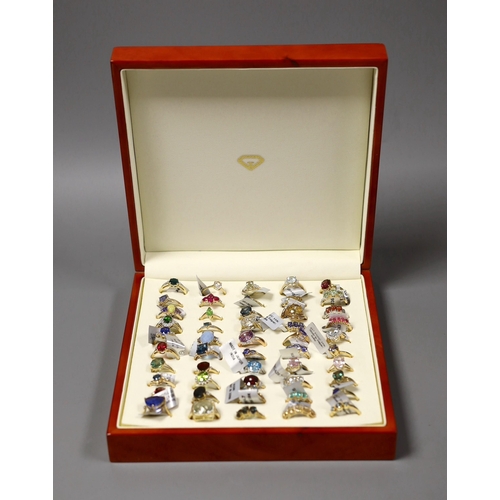 1916 - Fifty assorted modern gem set dress rings, to include forty seven 9ct gold rings including morganite... 