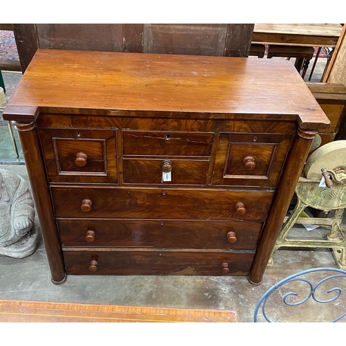 1005 - A mid Victorian mahogany chest, width 125cm, depth 60cm, height 113cm
