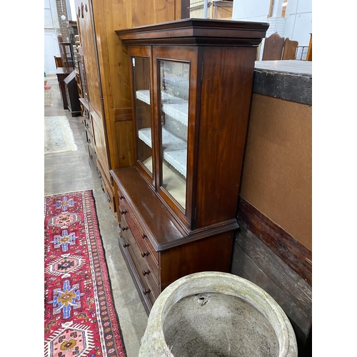 1018 - A Victorian mahogany chest with bookcase top, width 105cm, depth 49cm, height 173cm