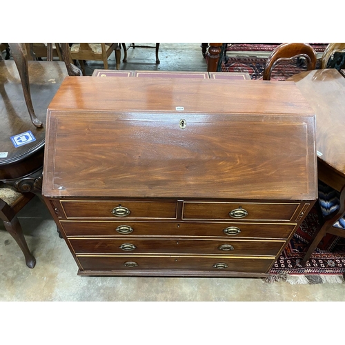 1034 - A George III mahogany bureau width 107cm, depth 53cm, height 96cm