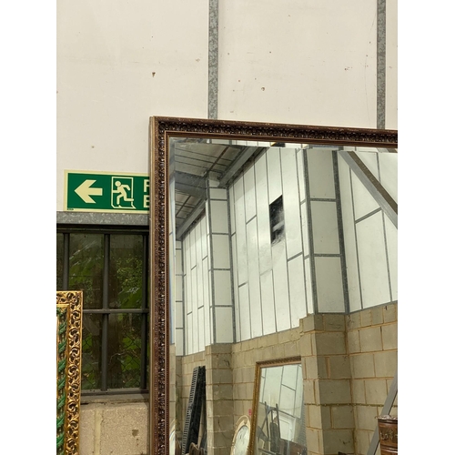1068 - A large rectangular Victorian style gilt frame wall mirror, length 150cm, height 244cm