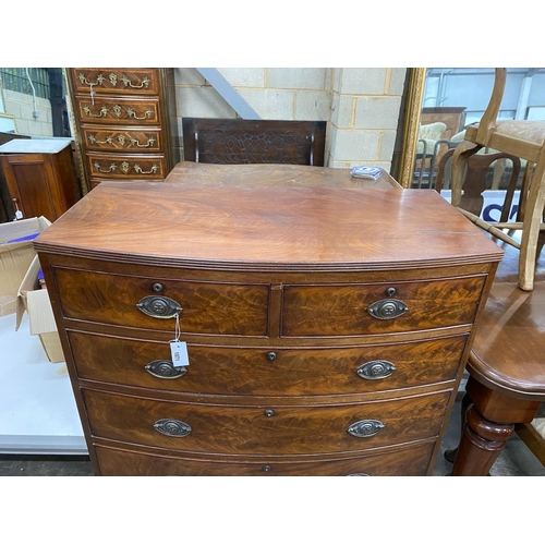 1071 - A Regency mahogany bow front chest, width 105cm, depth 53cm, height 108cm