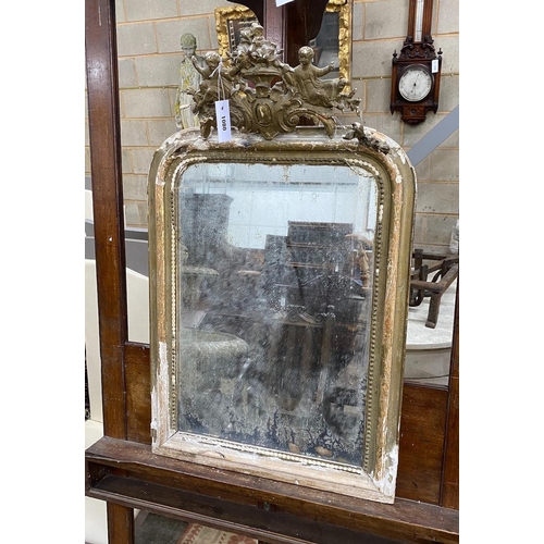 1080 - A 19th century giltwood gesso wall mirror, width 54cm, height 88cm