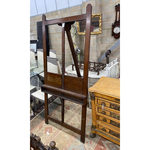 1081 - An early 19th century mahogany artist's easel, width 84cm, height 188cm