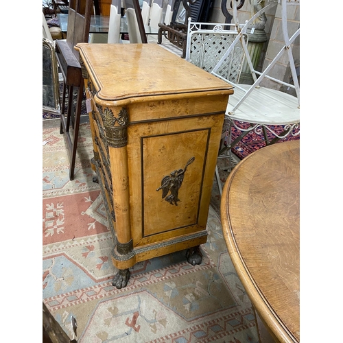 1082 - A reproduction gilt metal mounted bird's eye maple commode, width 89cm, depth 45cm, height 89cm... 