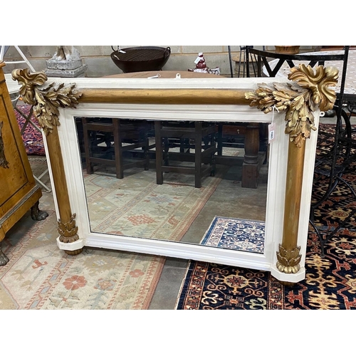 1083 - A Victorian carved giltwood and gesso overmantel mirror, width 122cm, height 91cm