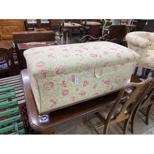 1104 - A Victorian upholstered ottoman, width 112cm, depth 59cm, height 50cm together with a Victorian tub ... 