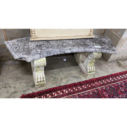 1117 - A white painted reconstituted stone curved garden seat, length 132cm, 40cm, height 44cm
Provenance- ... 