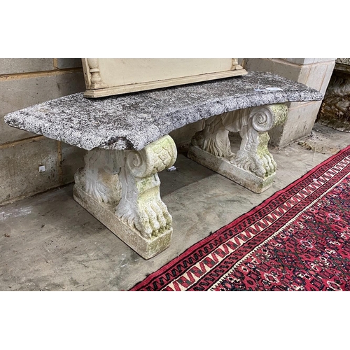 1117 - A white painted reconstituted stone curved garden seat, length 132cm, 40cm, height 44cm
Provenance- ... 