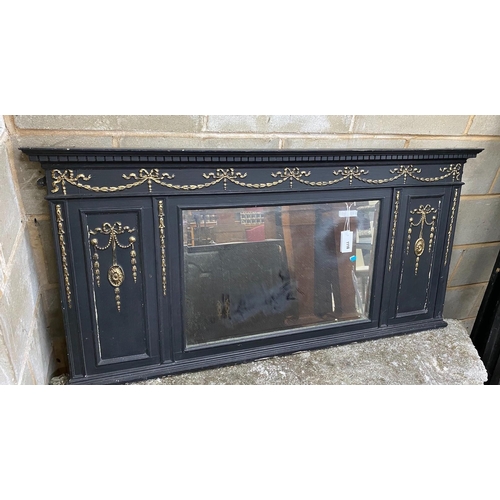 1118 - An Edwardian later painted overmantel mirror, width 138cm, height 68cm