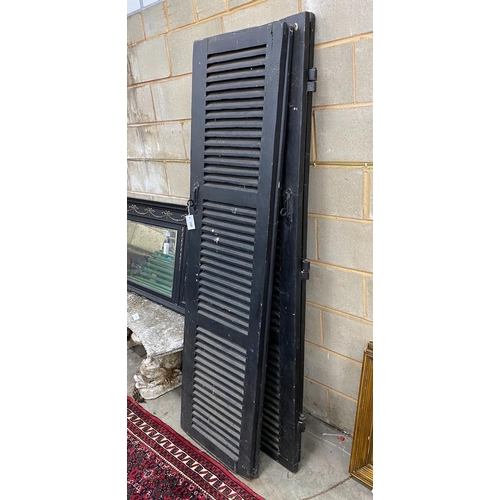 1120 - Two pairs of painted louvre shutters, each panel width 52cm, height 200cm