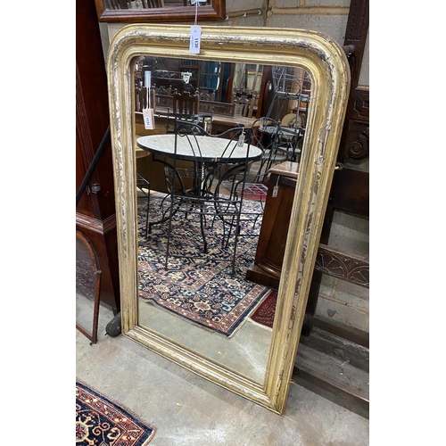 1131 - A 19th century French gilt overmantel mirror, width 83cm, height 139cm