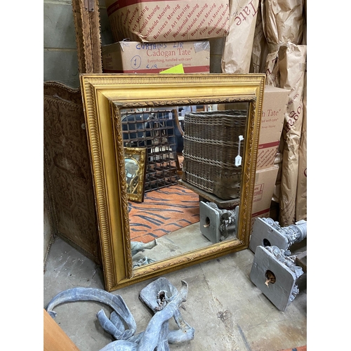 1132 - A large rectangular and giltwood and gesso wall mirror, width 95cm, height 110cm