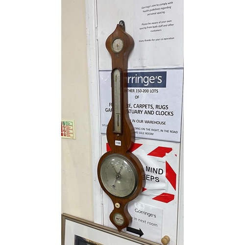 1150 - A Victorian rosewood wheel barometer, height 96cm