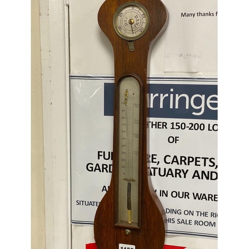 1150 - A Victorian rosewood wheel barometer, height 96cm