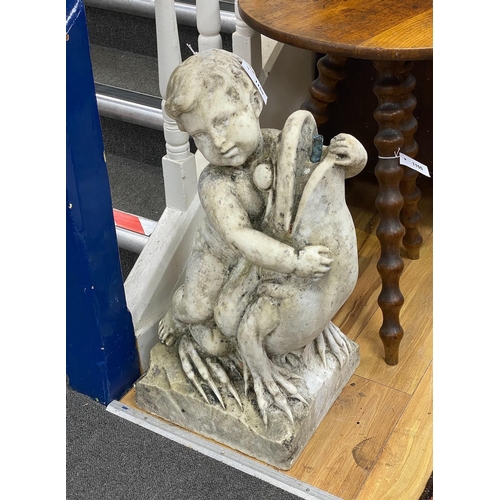 1156 - A late 19th century sculpted white marble cherub and frog fountain, height 66cm,
Provenance- the lat... 