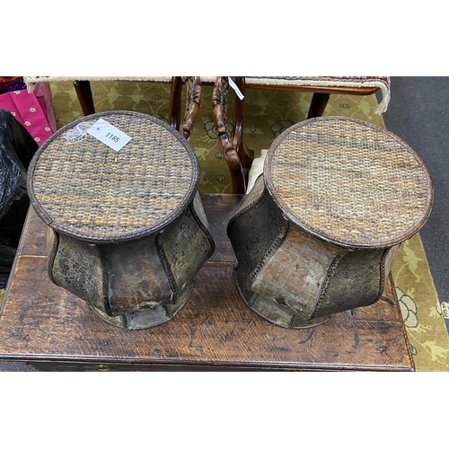 1165 - A pair of Chinese caned stands, diameter 26cm, height 40cm