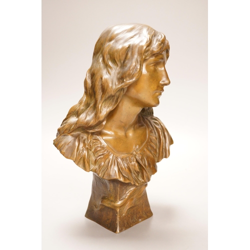 1263 - Paul Eugene Mengin (1853-1937), a bronze bust of a lady, 26cm