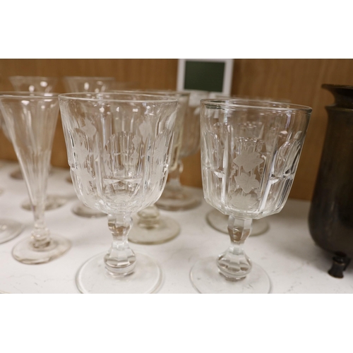 1268 - A group of ale and wine glasses including a 'lemon- squeezer' rummer (17)