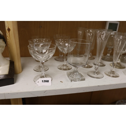 1268 - A group of ale and wine glasses including a 'lemon- squeezer' rummer (17)