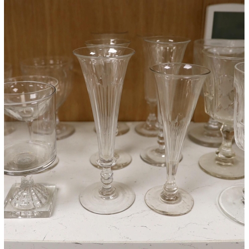 1268 - A group of ale and wine glasses including a 'lemon- squeezer' rummer (17)