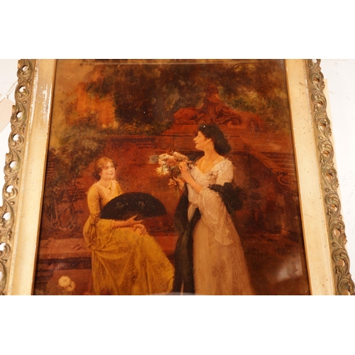 1286 - A 19th century gilt framed reverse painting on glass, 26x18cm