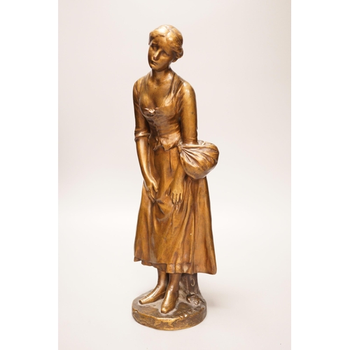 1296 - Antonin Mercie (French 1845-1916) - a late 19th century gilt bronze study of a standing female. FON... 