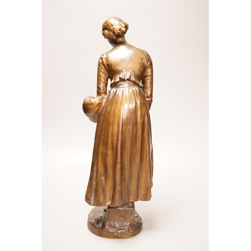 1296 - Antonin Mercie (French 1845-1916) - a late 19th century gilt bronze study of a standing female. FON... 